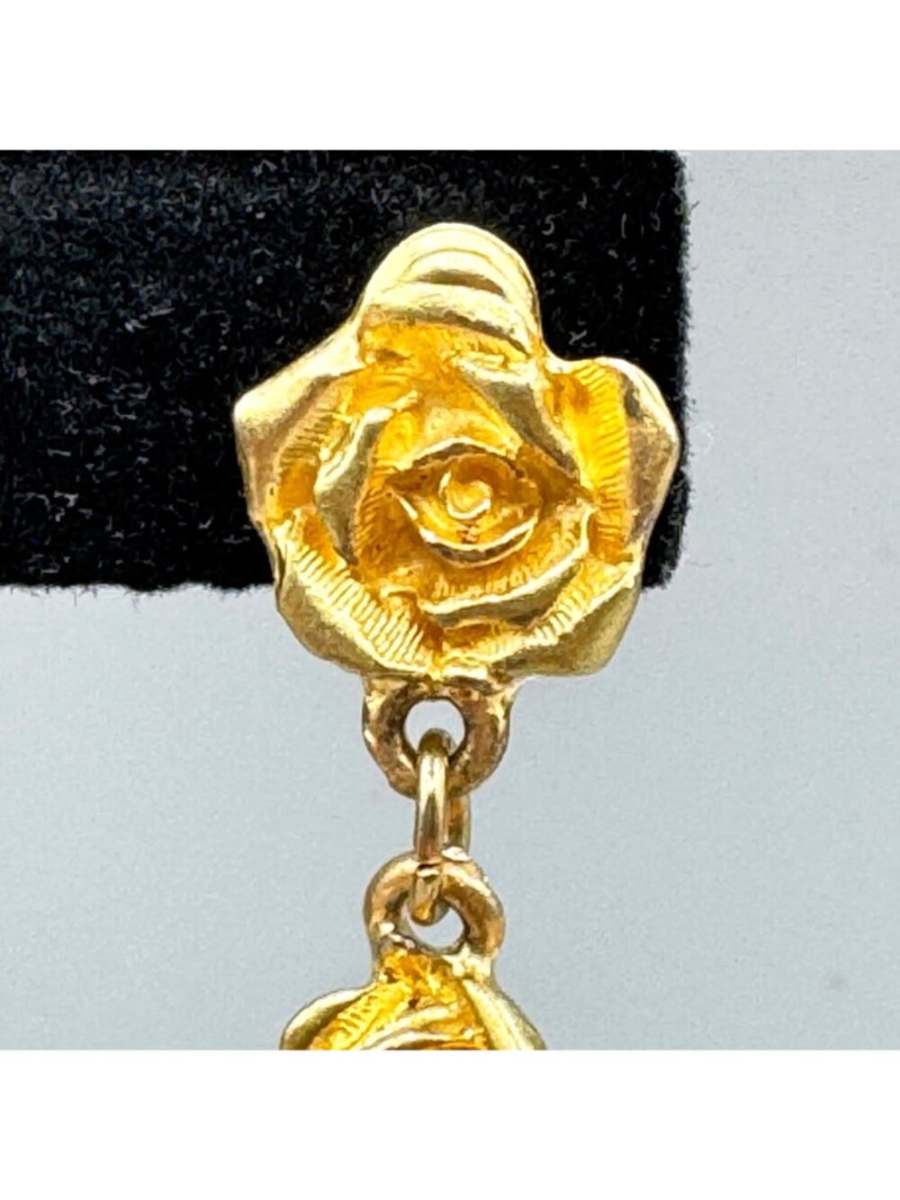 Vintage Rose and Faux Pearl Dangle Earrings Waterfall Bridal Statement Wedding - Picture 3 of 11